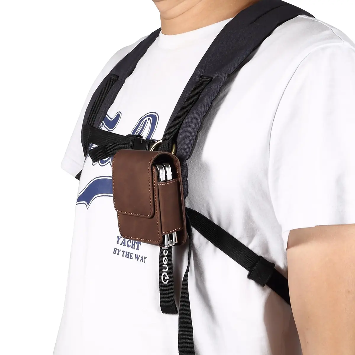 ZZ HZYISIDA Faux Leather Phone Holster Pouch Belt Loop Clip Case for Motorola Razr+ 2025, Galaxy Z Flip 7 (Coffee) | Fits Multiple Foldable Phones - view 7