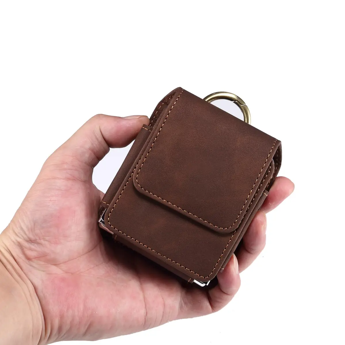 ZZ HZYISIDA Faux Leather Phone Holster Pouch Belt Loop Clip Case for Motorola Razr+ 2025, Galaxy Z Flip 7 (Coffee) | Fits Multiple Foldable Phones - view 8