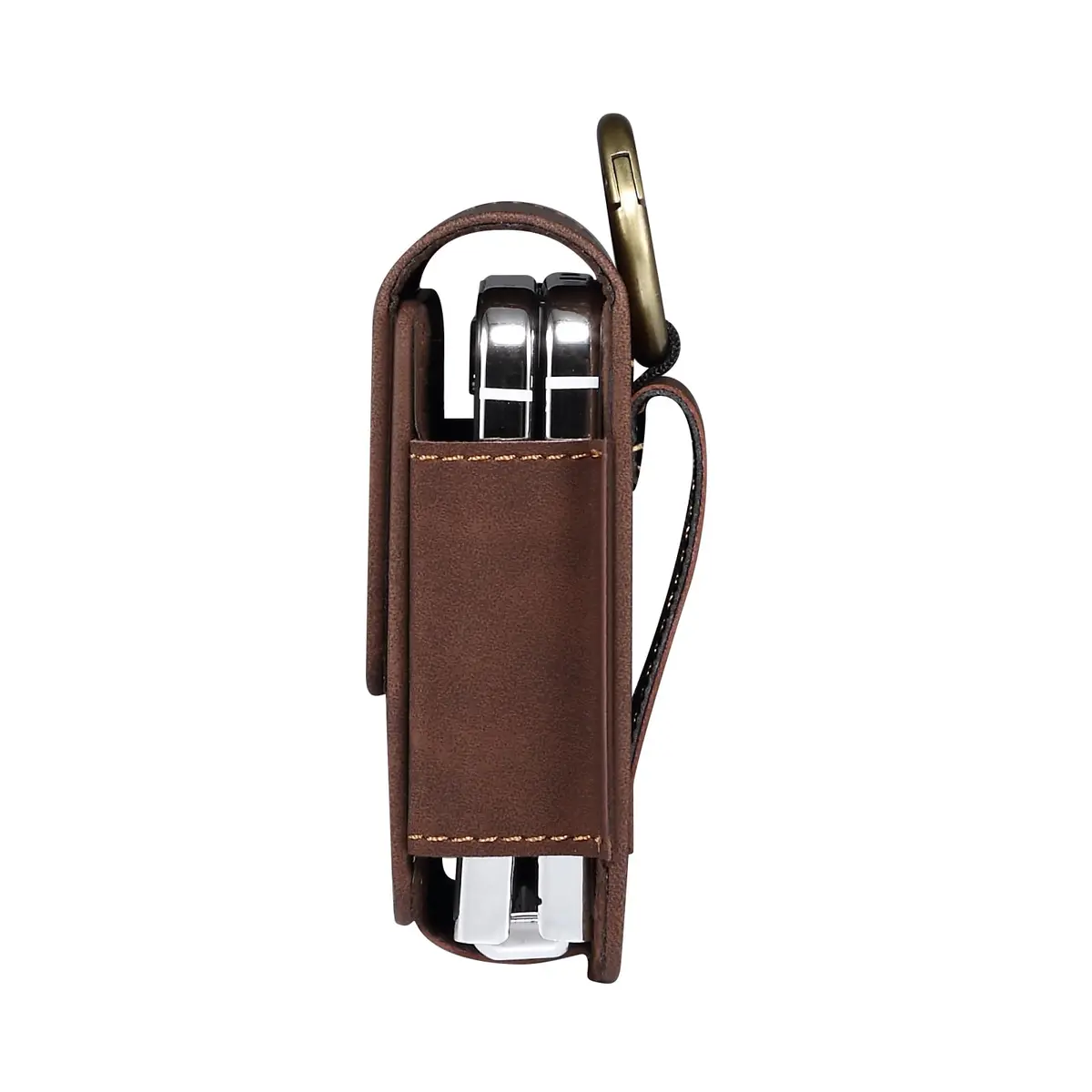 ZZ HZYISIDA Faux Leather Phone Holster Pouch Belt Loop Clip Case for Motorola Razr+ 2025, Galaxy Z Flip 7 (Coffee) | Fits Multiple Foldable Phones - view 4