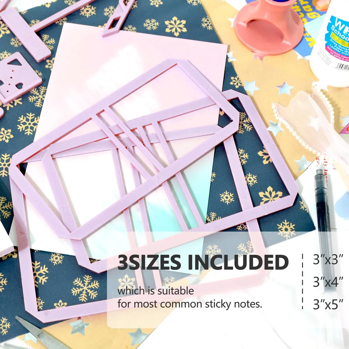 UPTTHOW 9Pcs Bookbinding Easy Scrapbooking Tool for Notebook Calender | Resilient Plastic Templates for Creative Projects - view 3