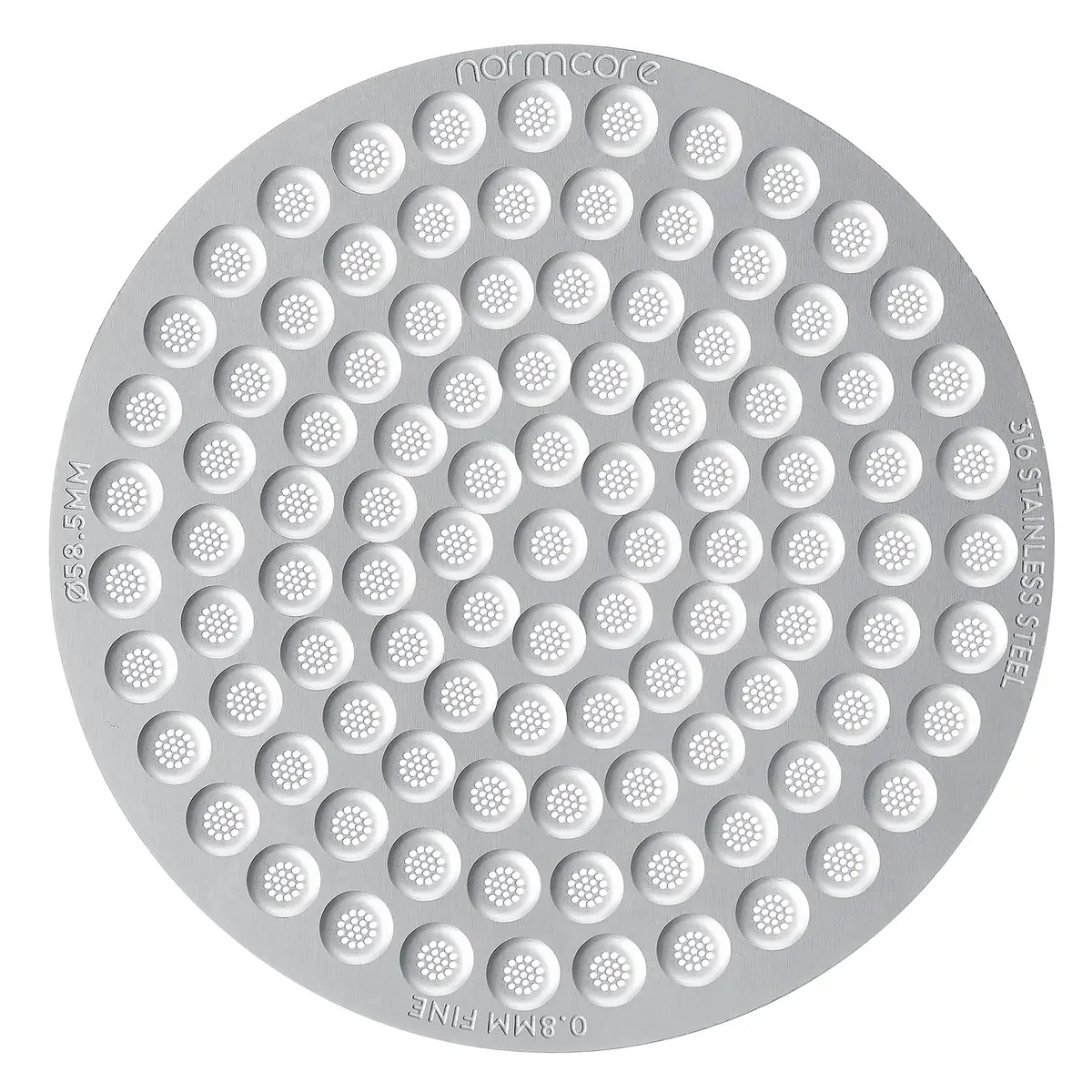 Normcore 58.5mm Puck Screen 0.8mm Stainless Steel for Espresso | Even Water Distribution - main product image