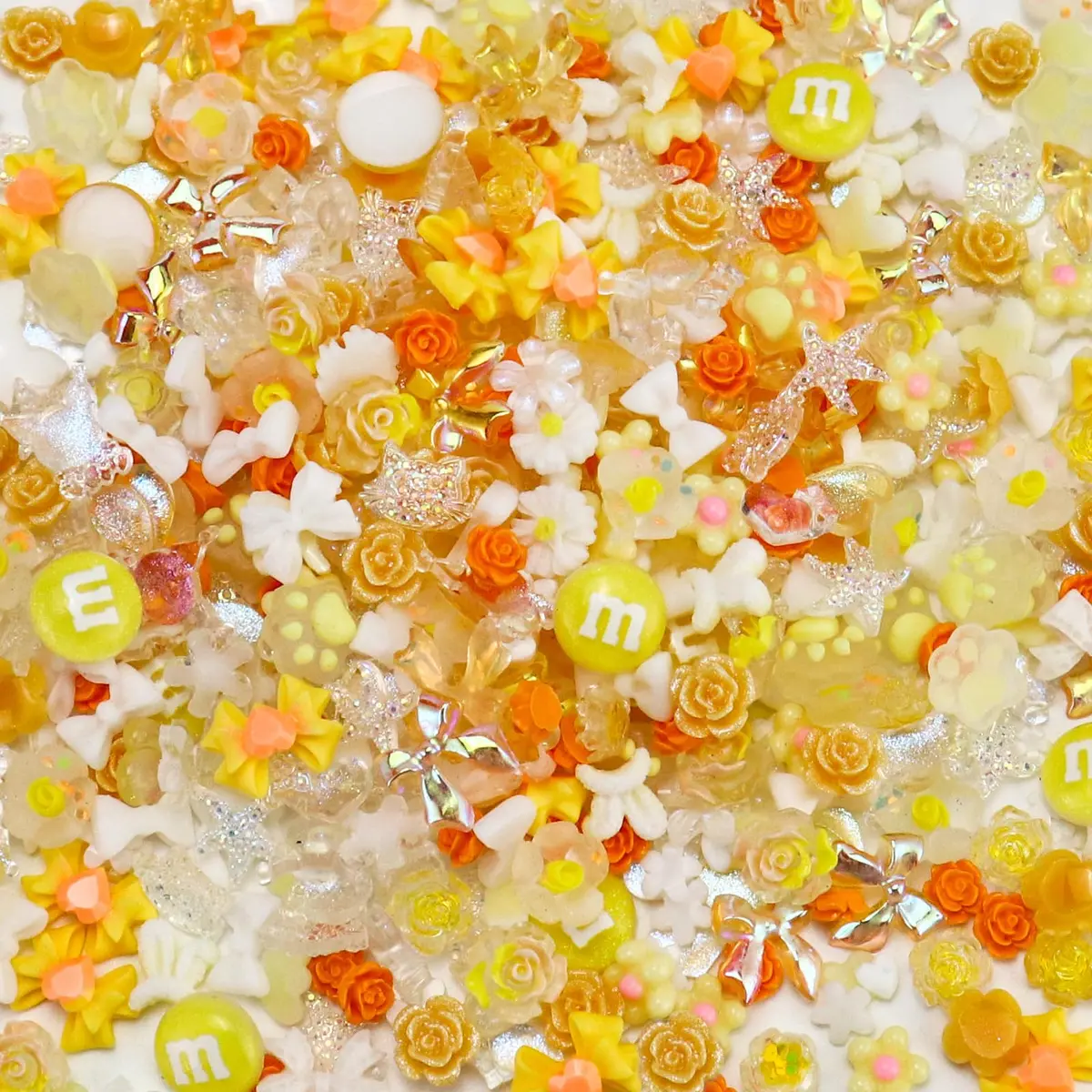 Briskbloom 320PCS Yellow Assorted 3D Nail Charms | Cute Flower Bow & Heart Shapes for Nail Art & DIY Crafts - view 3