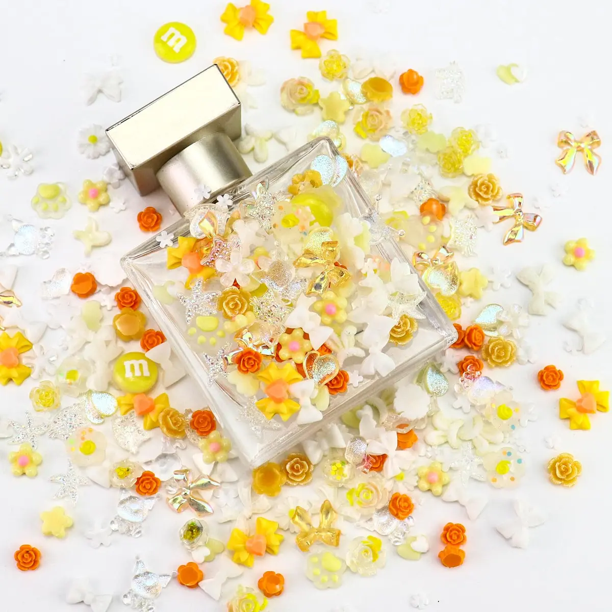 Briskbloom 320PCS Yellow Assorted 3D Nail Charms | Cute Flower Bow & Heart Shapes for Nail Art & DIY Crafts - view 4