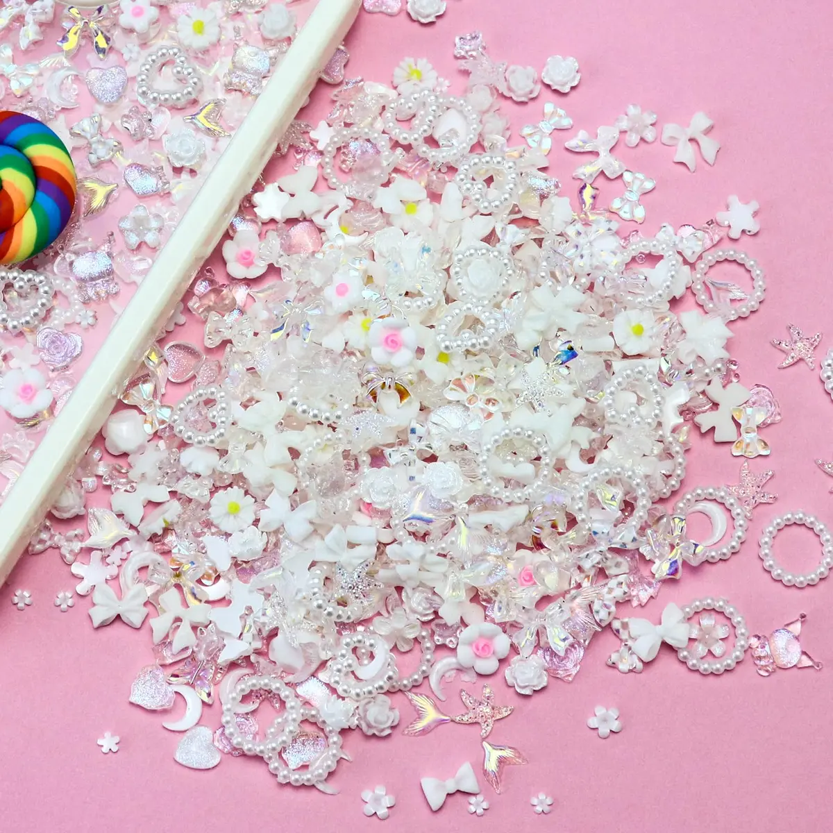 Briskbloom 320PCS White Assorted 3D Nail Charms | DIY Nail Art & Crafts - view 3
