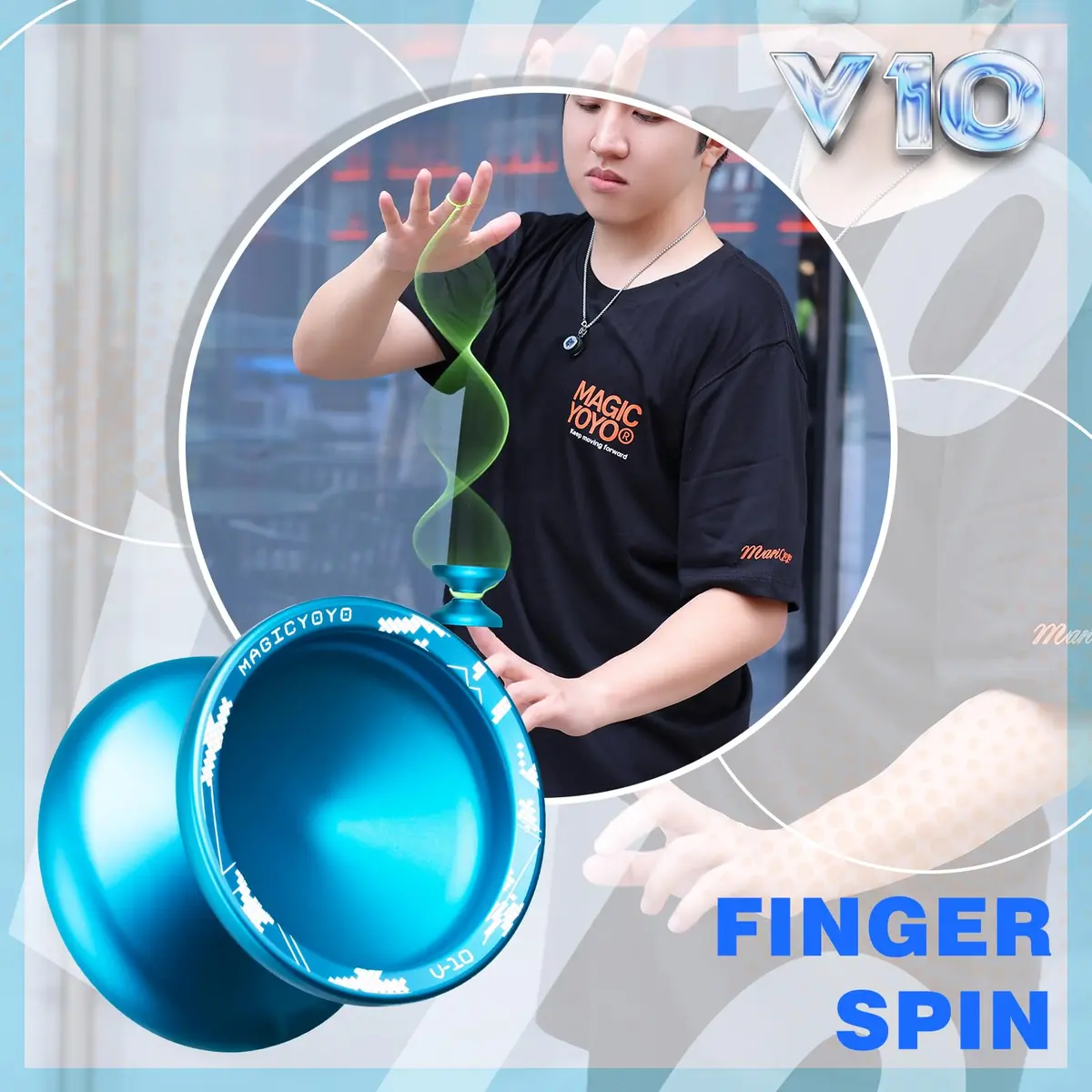 MAGICYOYO V10 Professional Finger Spin Yoyo for DNA Tricks, Metal Yoyo Professional with Responsive & Unresponsive Modes, Pro Trick Yo yo for Adults & Kids with Complete Yo-yo Accessories Kit (Blue) - view 2