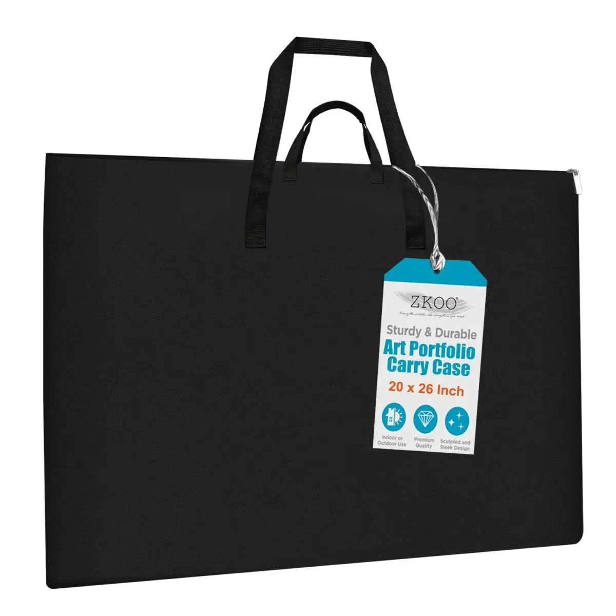 ZKOO 20 x 26 Inch Art Portfolio Bag, Black | Waterproof Nylon Artist Tote with Shoulder Strap - main product image