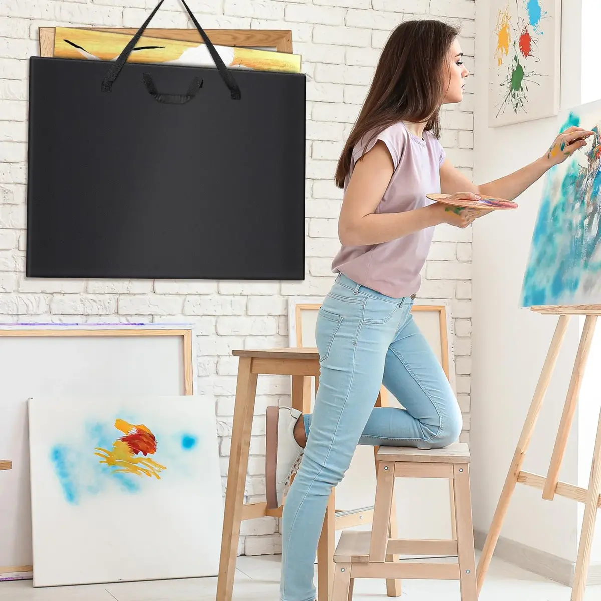 ZKOO 20 x 26 Inch Art Portfolio Bag, Black | Waterproof Nylon Artist Tote with Shoulder Strap - view 8