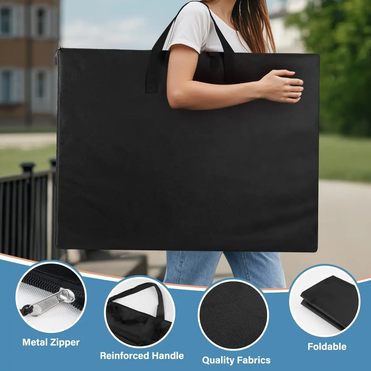 ZKOO 20 x 26 Inch Art Portfolio Bag, Black | Waterproof Nylon Artist Tote with Shoulder Strap - view 4