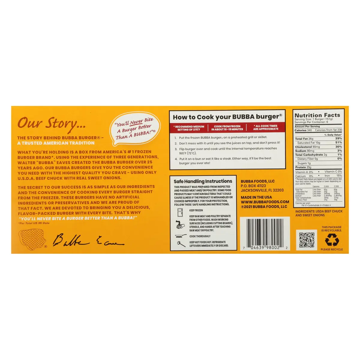 BUBBA Burger Sweet Onion Beef Patties 2 lb | USDA Choice Chuck, Frozen, Gluten-Free - view 2