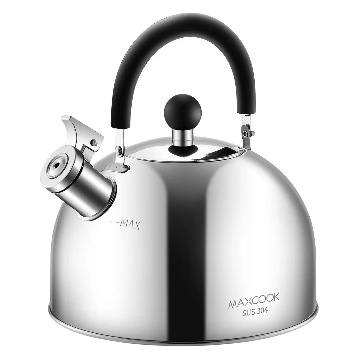 MAXCOOK 304 Stainless Steel Whistling Tea Kettle 3.17 Quart (3L) | Heats Water Fast on All Stovetops - main product image