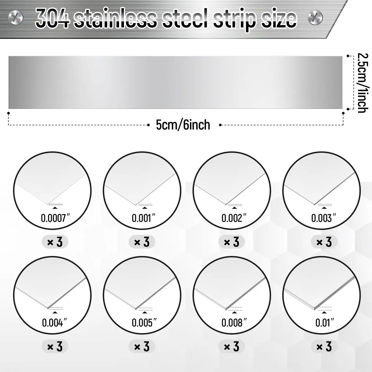 Amylove 24 Pcs 304 Stainless Steel Shim Stock 15cm x 2.5cm | Wide Usage & Durable - view 2