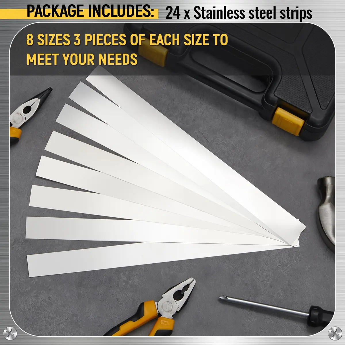 Amylove 24 Pcs 304 Stainless Steel Shim Stock 15cm x 2.5cm | Wide Usage & Durable - view 3