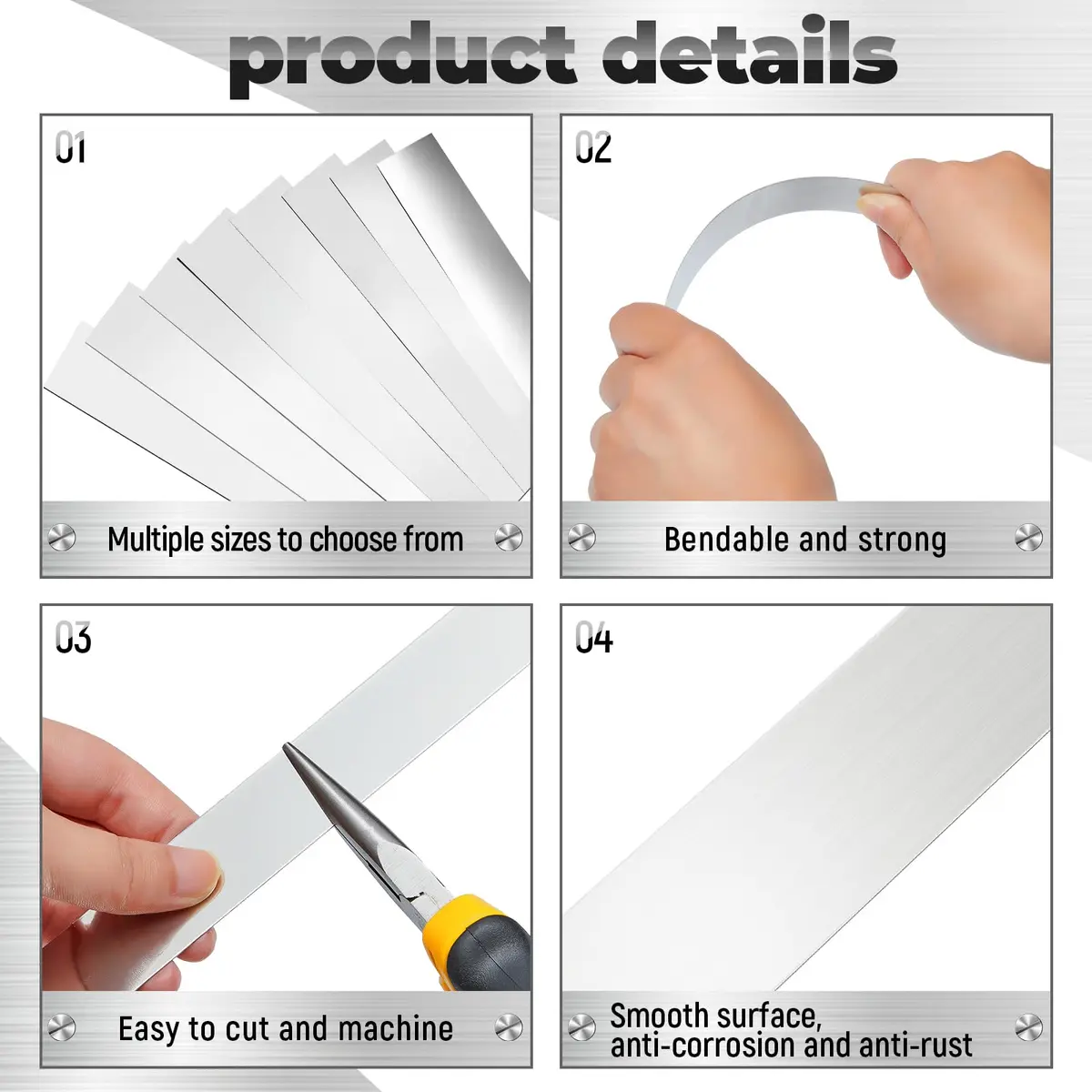 Amylove 24 Pcs 304 Stainless Steel Shim Stock 15cm x 2.5cm | Wide Usage & Durable - view 4