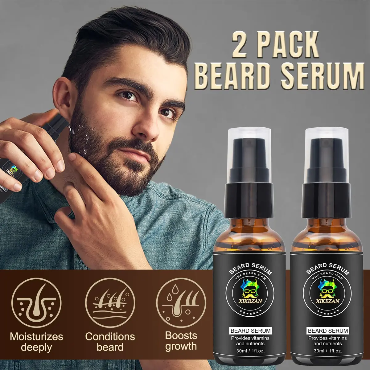 XIKEZAN Beard Kit for Men Grooming & Care 2 Pack | Complete Beard Care Set with Serum, Wash, Oil, Balm, Tools & EBook - view 6