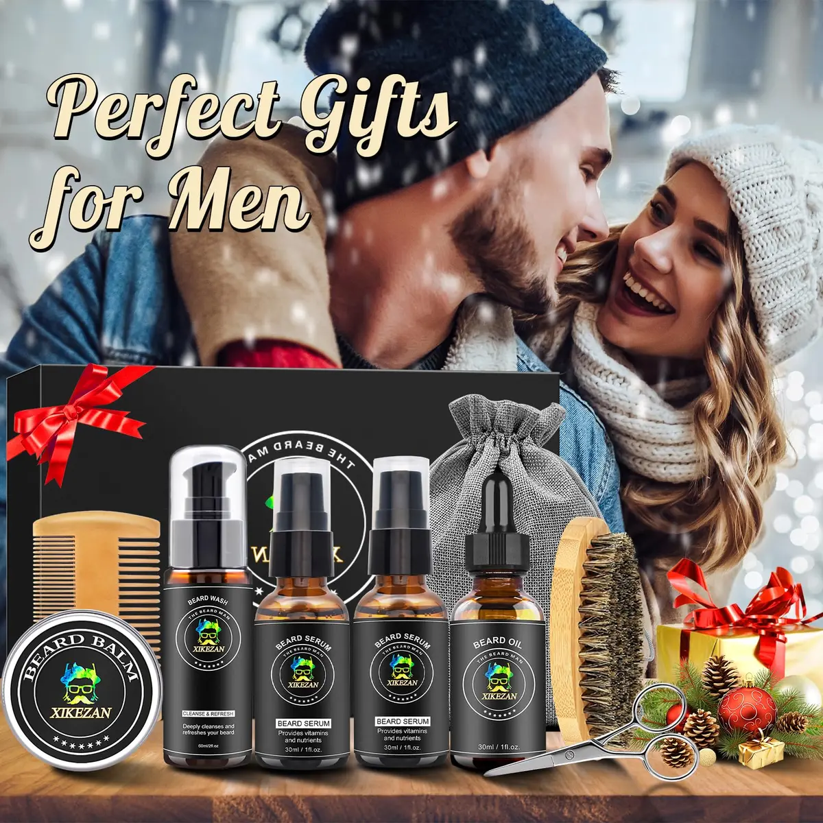 XIKEZAN Beard Kit for Men Grooming & Care 2 Pack | Complete Beard Care Set with Serum, Wash, Oil, Balm, Tools & EBook - view 2