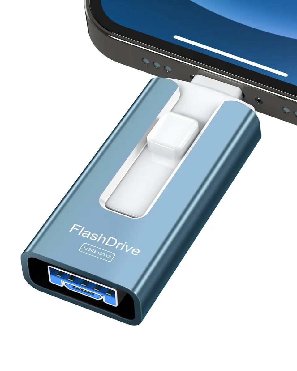 GNASEET 256GB USB Flash Drive for Phone and Pad | High-Speed External Memory Stick (Blue, 256GB) - main product image