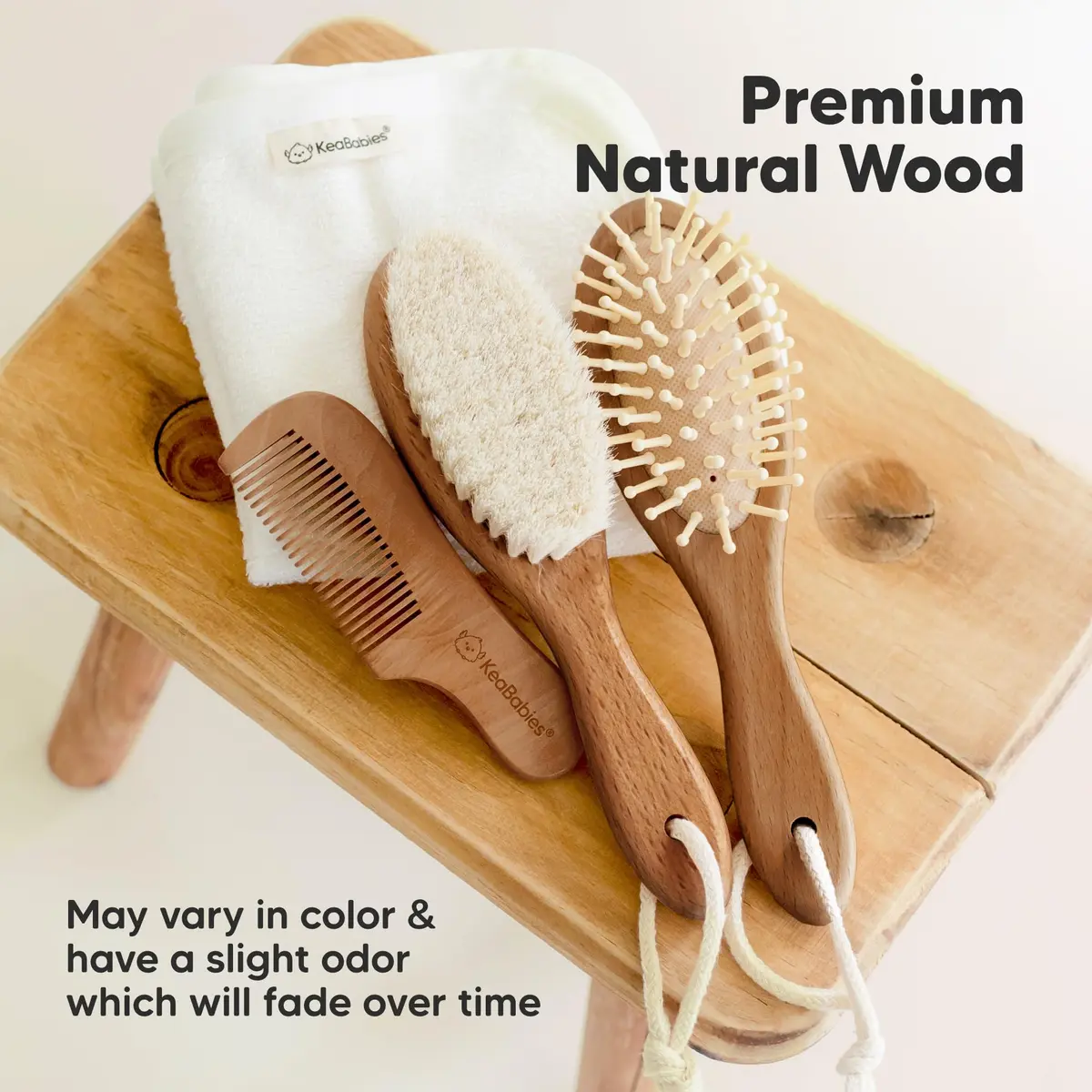 KeaBabies Wooden Baby Hair Brush for Toddler Infant Cradle Cap | Gentle Goat Hair - view 7