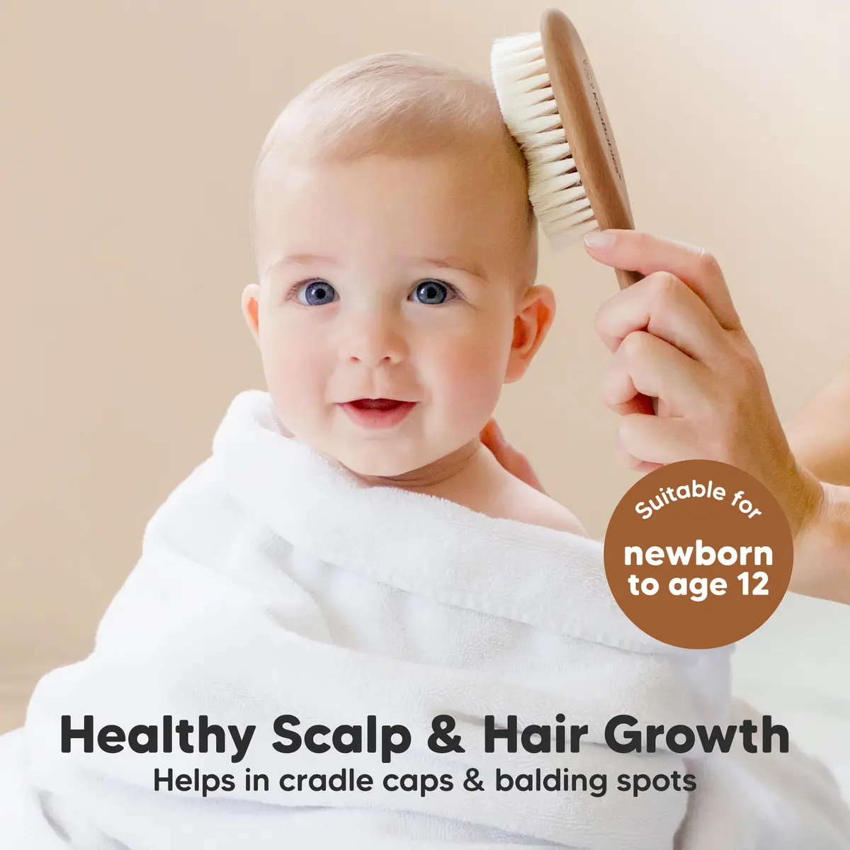KeaBabies Wooden Baby Hair Brush for Toddler Infant Cradle Cap | Gentle Goat Hair - view 3