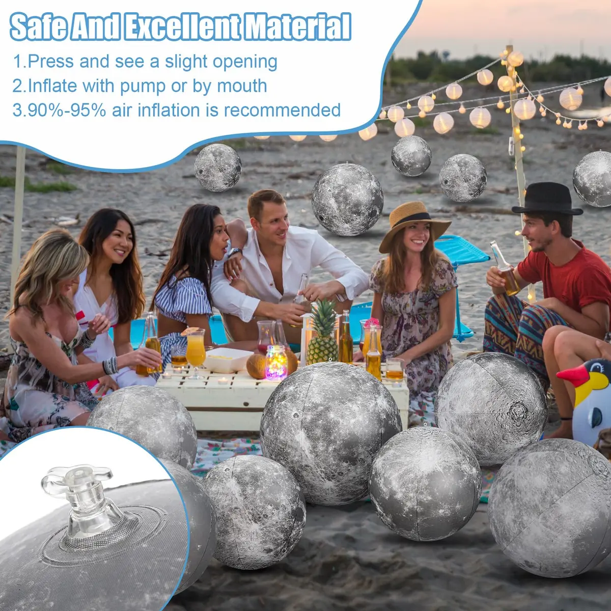 Shappy Moon Inflatable PVC Ball 40.64 cm (16 Inch) & 60.96 cm (24 Inch) | Educational Space Toy for Kids - view 2