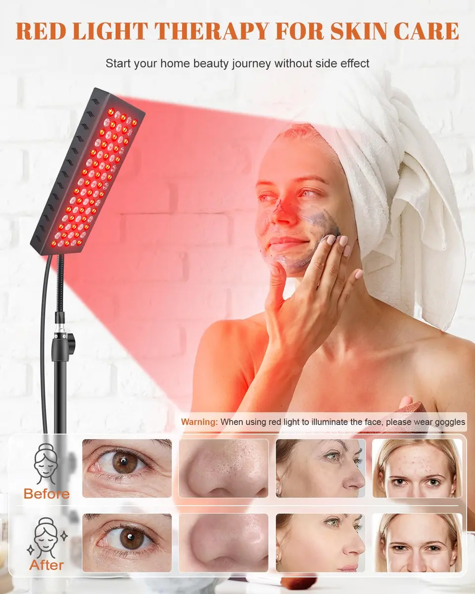 Astarexin Red Light Therapy Panel with Stand 75 LEDs 660nm Red & 850nm NIR | Pain Relief & Skin Care - view 2