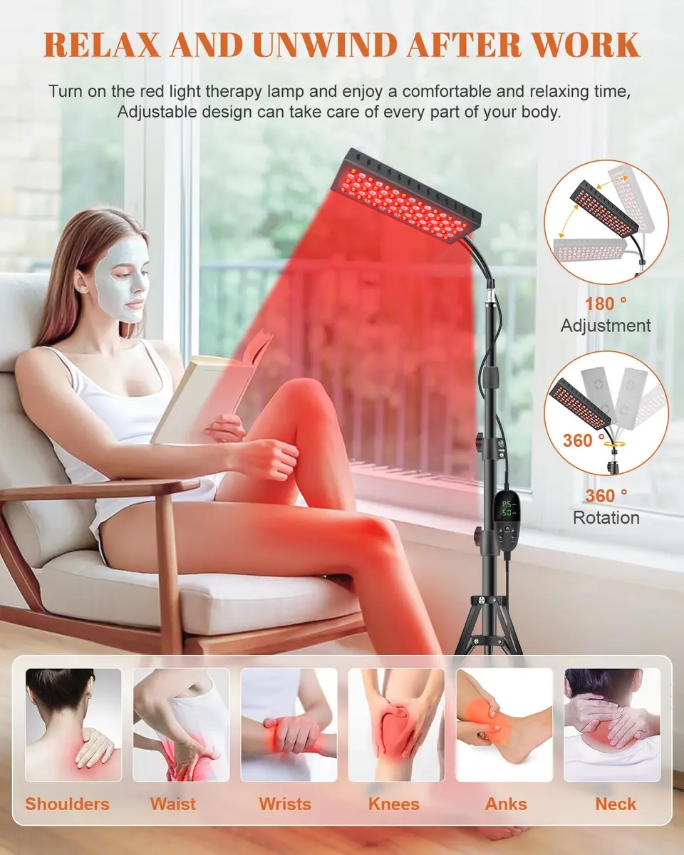 Astarexin Red Light Therapy Panel with Stand 75 LEDs 660nm Red & 850nm NIR | Pain Relief & Skin Care - view 3