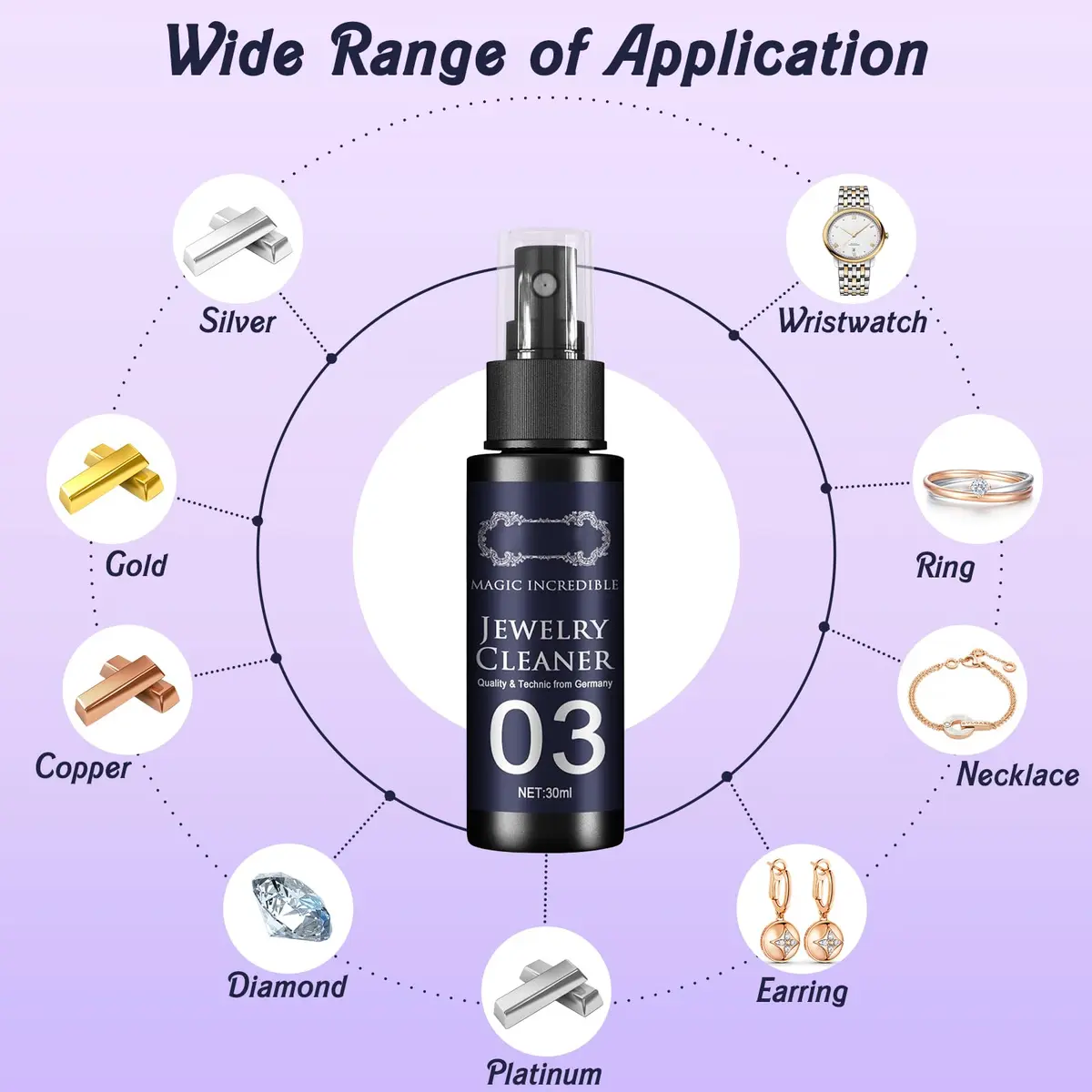 iaredon Jewelry Cleaner 30ml | Fast, Safe & Effective Jewelry Shine Solution - view 6