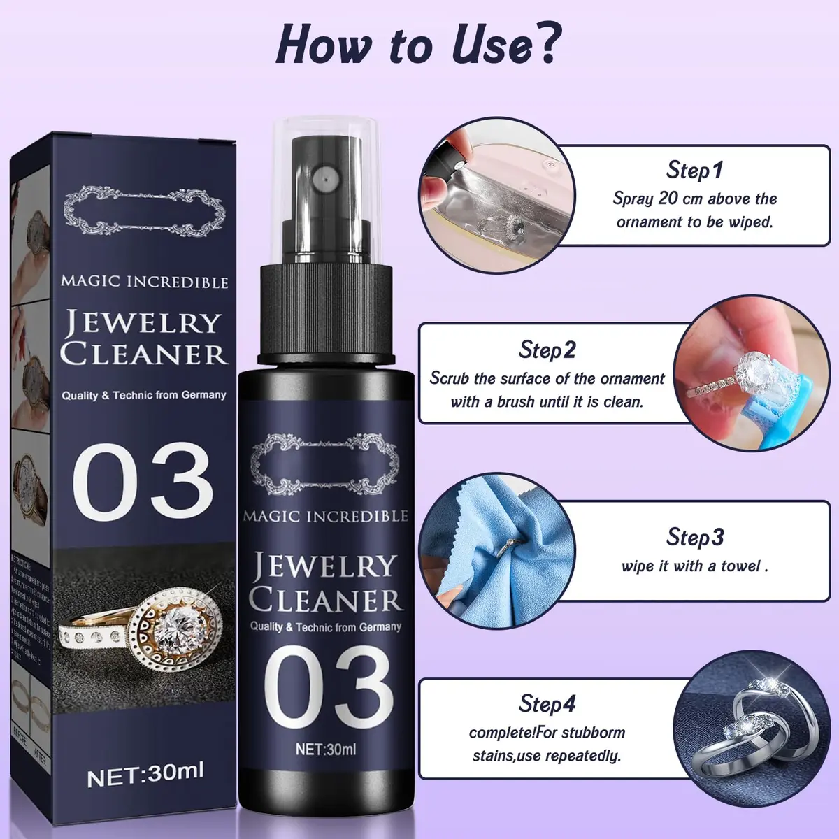 iaredon Jewelry Cleaner 30ml | Fast, Safe & Effective Jewelry Shine Solution - view 7