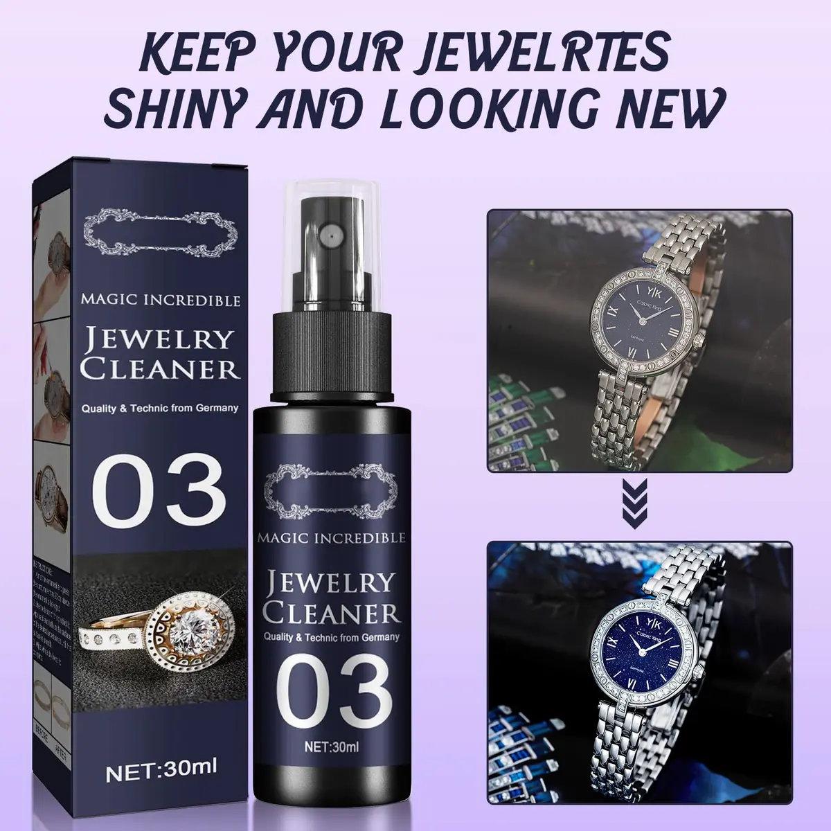 iaredon Jewelry Cleaner 30ml | Fast, Safe & Effective Jewelry Shine Solution - view 2