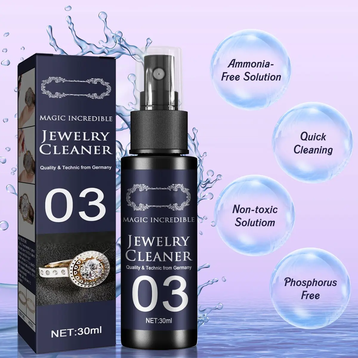 iaredon Jewelry Cleaner 30ml | Fast, Safe & Effective Jewelry Shine Solution - view 3
