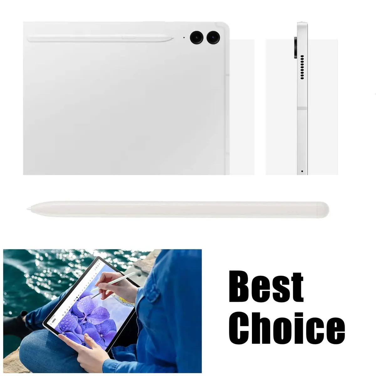 CaoXiong Input Pen for Samsung Galaxy Tab S9 FE/S9 FE+ | 4096 Pressure Levels, Metal Body, Silvery - view 5