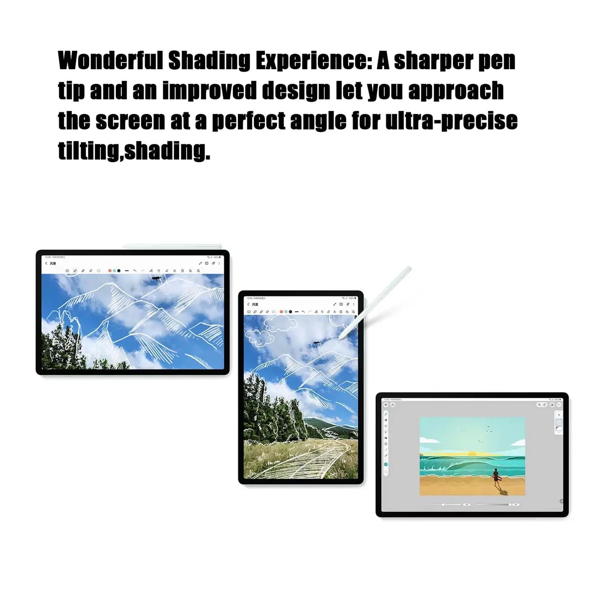 CaoXiong Input Pen for Samsung Galaxy Tab S9 FE/S9 FE+ | 4096 Pressure Levels, Metal Body, Silvery - view 6