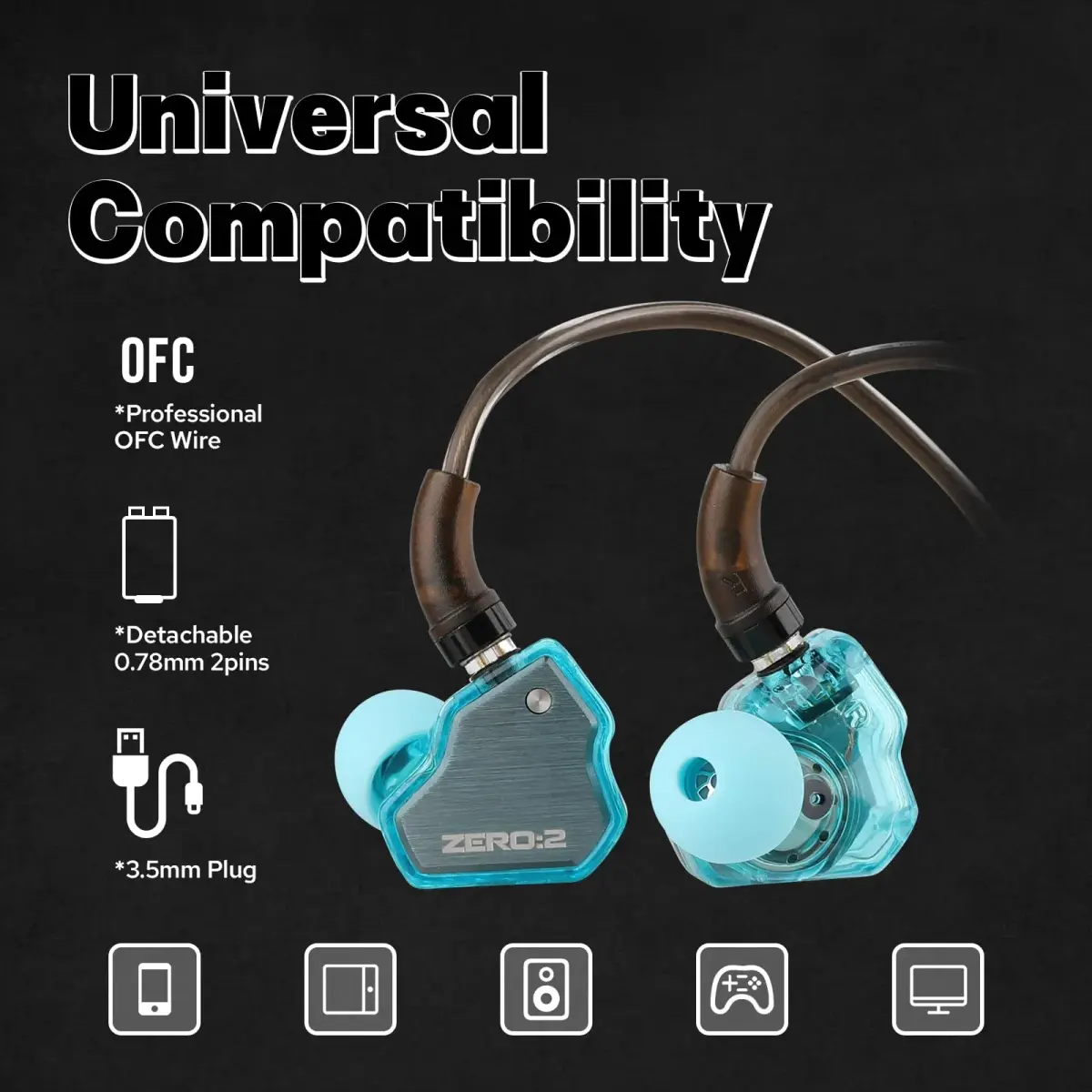 Linsoul 7Hz x Crinacle Zero:2 Wired In-Ear Monitor Earphones 10mm Dynamic Driver | Gaming & Music Earbuds - view 6