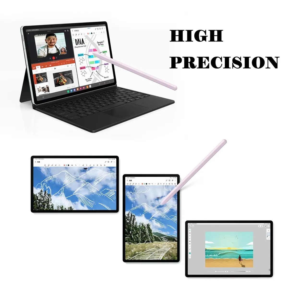 CaoXiong Galaxy Tab S9 FE S Pen Replacement | 4096 Pressure Levels, Purple, Compatible with Samsung Galaxy Tab S9 FE/S9 FE+ (70-120c) - view 6