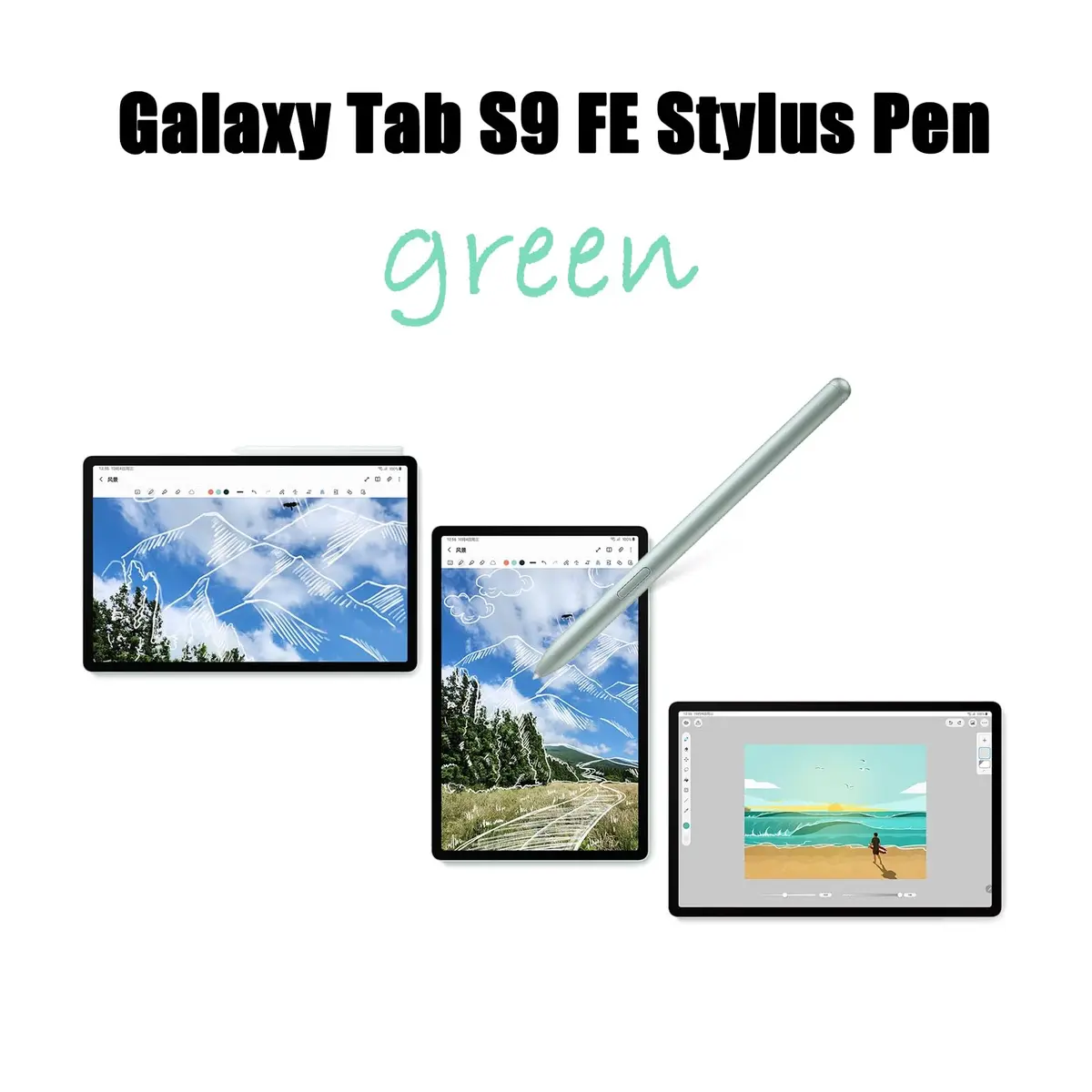 Alovexiong Galaxy Tab S9 FE Stylus Pen for Samsung Galaxy Tab S9 FE /S9 FE Plus, Green | 4096 Pressure Levels, Natural Feel - view 2
