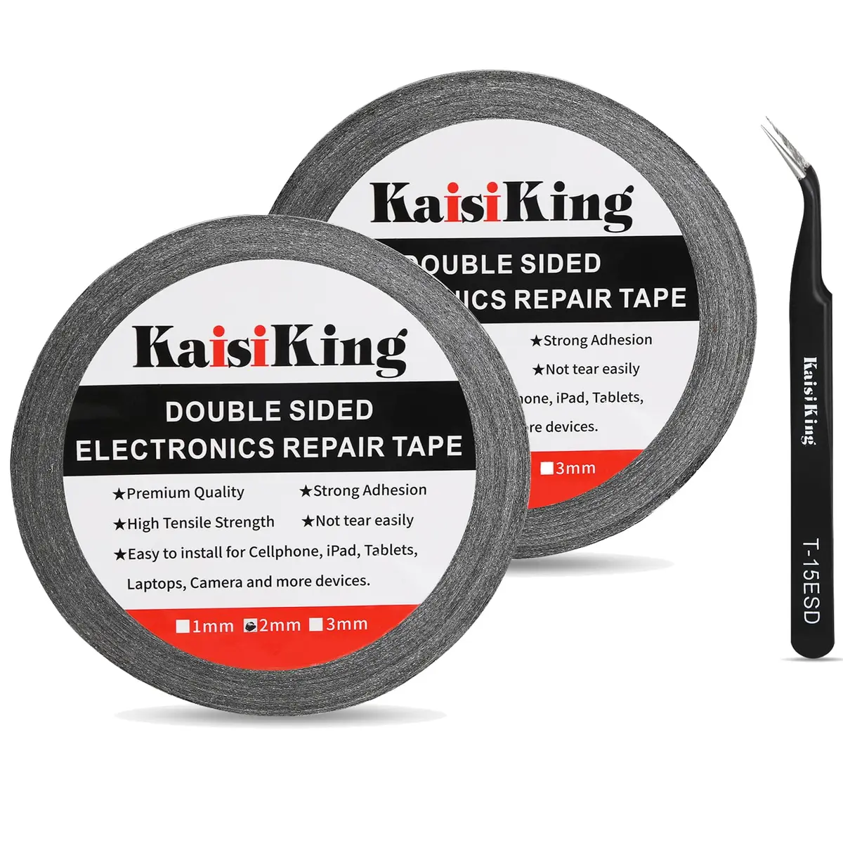 Kaisiking 2pcs 2mm x 50M LCD Repair Tape Phone Screen Adhesive Tape | Waterproof, High Adhesion, Easy to Use - main product image