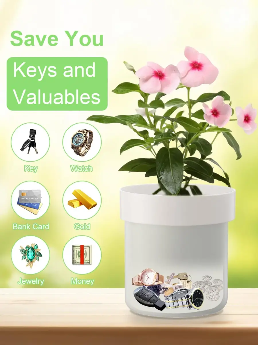 Younion Flower Pot Diversion Safe, Secret Hidden Safe, White 129ml (4.8"D x 5.2"H) - view 2