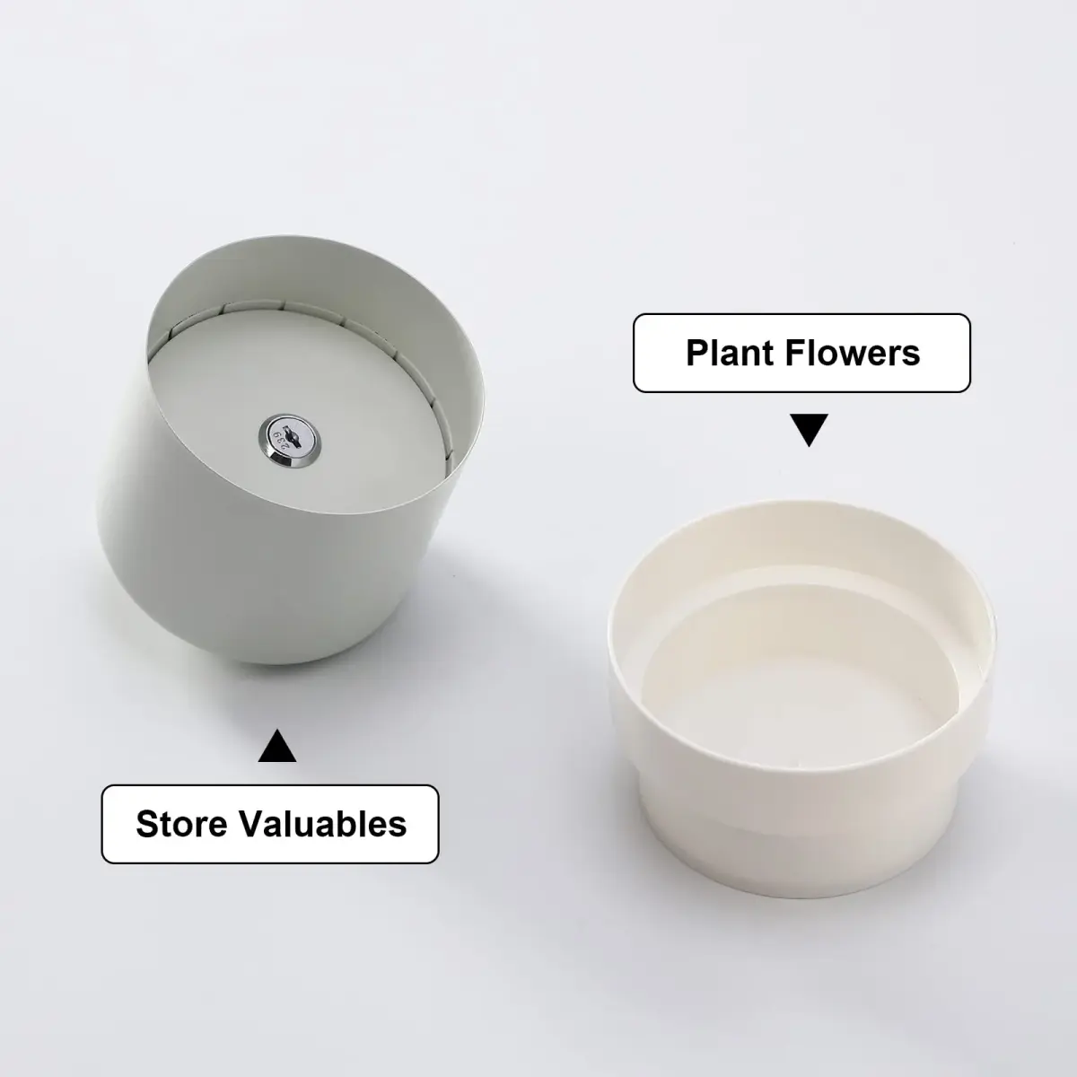 Younion Flower Pot Diversion Safe, Secret Hidden Safe, White 129ml (4.8"D x 5.2"H) - view 4