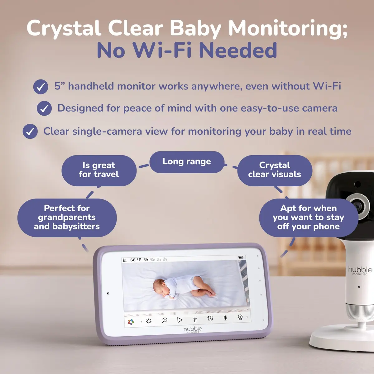 HUBBLE CONNECTED SkyVision AI Pro Baby Monitor Camera, HD 5" Home Display | AI Safety & Night Vision - view 6