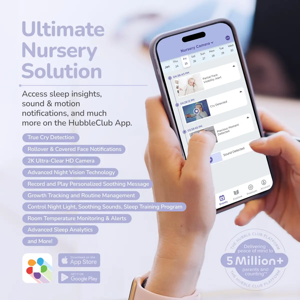 HUBBLE CONNECTED SkyVision AI Pro Baby Monitor Camera, HD 5" Home Display | AI Safety & Night Vision - view 9