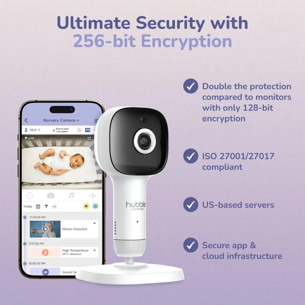 Hubble Connected SkyVision AI-Enhanced Smart Camera Baby Monitor with Secure Connection, Crib Mount, Remote Pan Tilt Zoom, 2-Way Talk, Night Vision, Nightlight, Soothing Sounds, Wellness Tracker, App - view 8