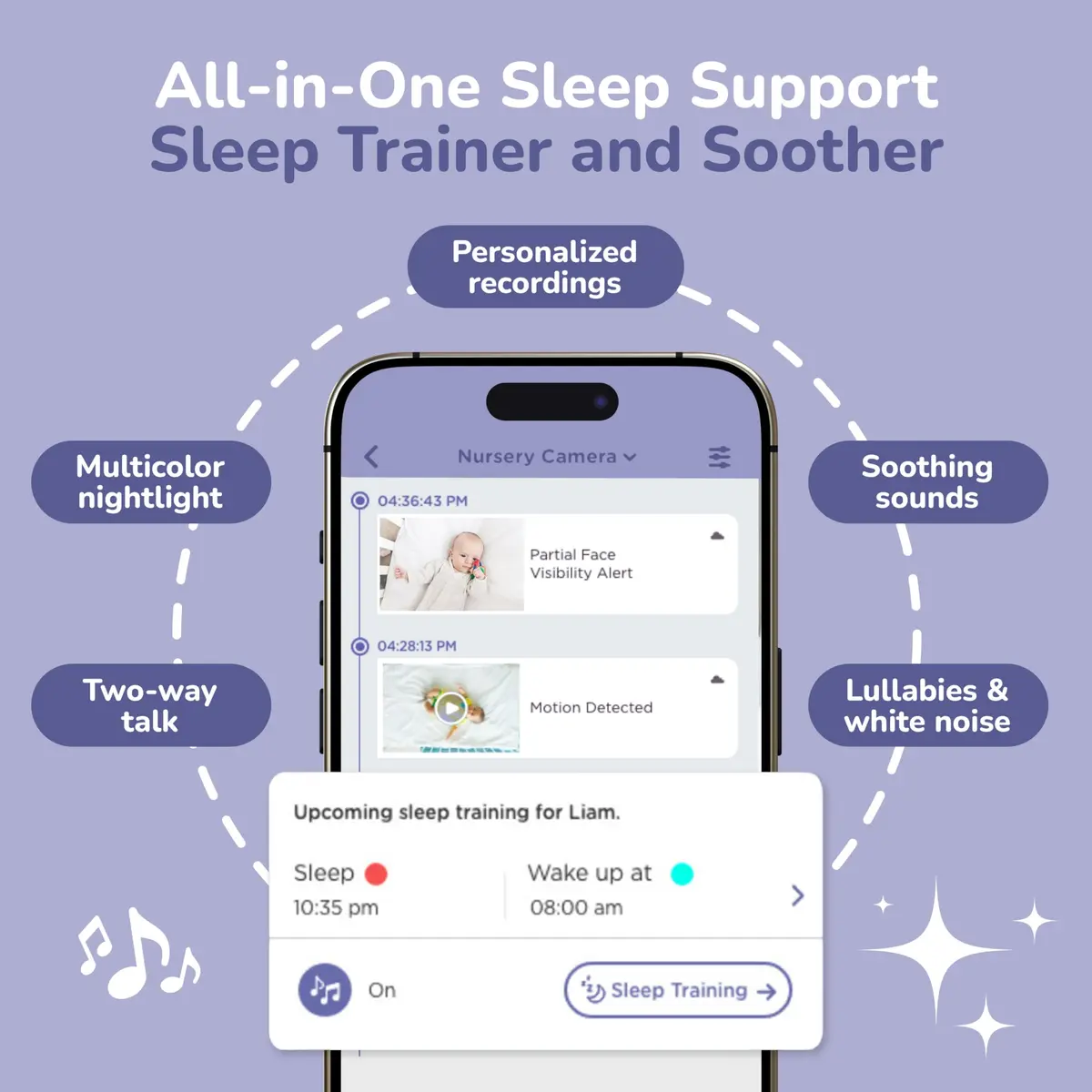Hubble Connected SkyVision AI-Enhanced Smart Camera Baby Monitor with Secure Connection, Crib Mount, Remote Pan Tilt Zoom, 2-Way Talk, Night Vision, Nightlight, Soothing Sounds, Wellness Tracker, App - view 9