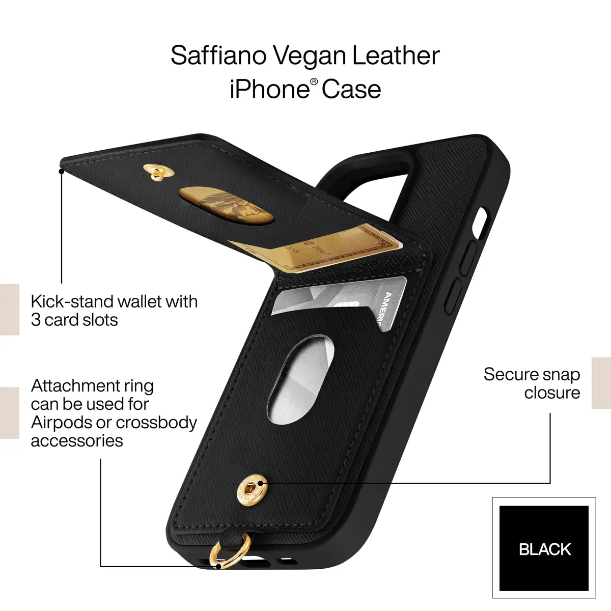 Anne Klein Saffiano Vegan Leather Apple iPhone 14 Pro Case | Stylish Wallet with Card Slots - view 5