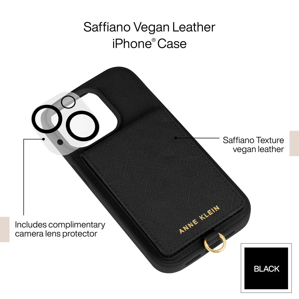 Anne Klein Saffiano Vegan Leather Apple iPhone 14 Pro Case | Stylish Wallet with Card Slots - view 6