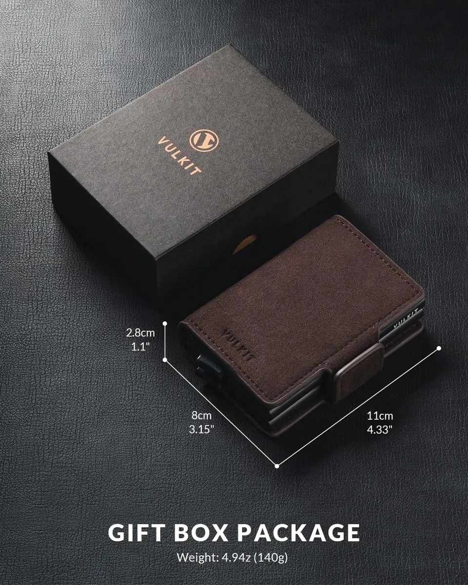 VULKIT RFID Blocking Leather Wallet for Men & Women | Compact Double Card Case with Pop-Up Access - view 6