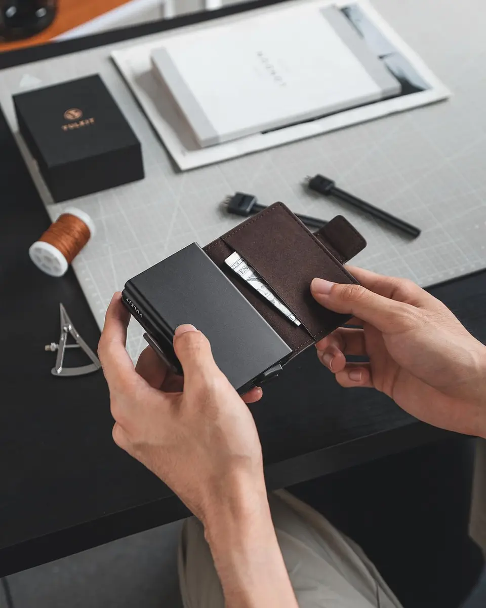 VULKIT RFID Blocking Leather Wallet for Men & Women | Compact Double Card Case with Pop-Up Access - view 7