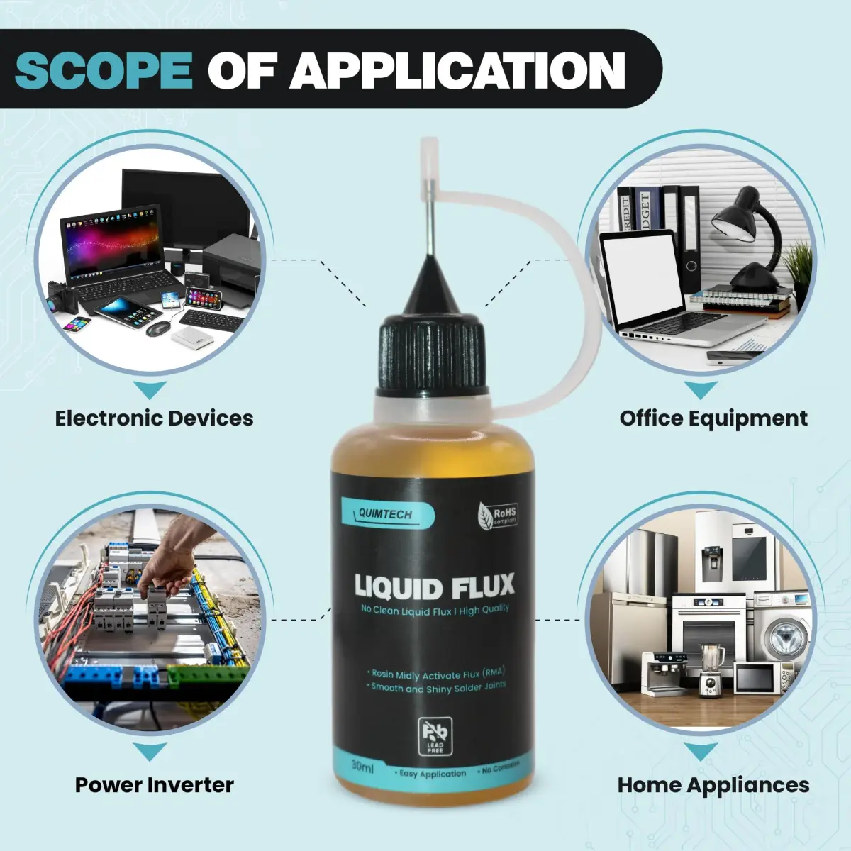 QUIMTECH Liquid Solder Flux Dropper 30ml (1 Oz.) | Advanced RMA Rosin Formula for Electronics - view 5
