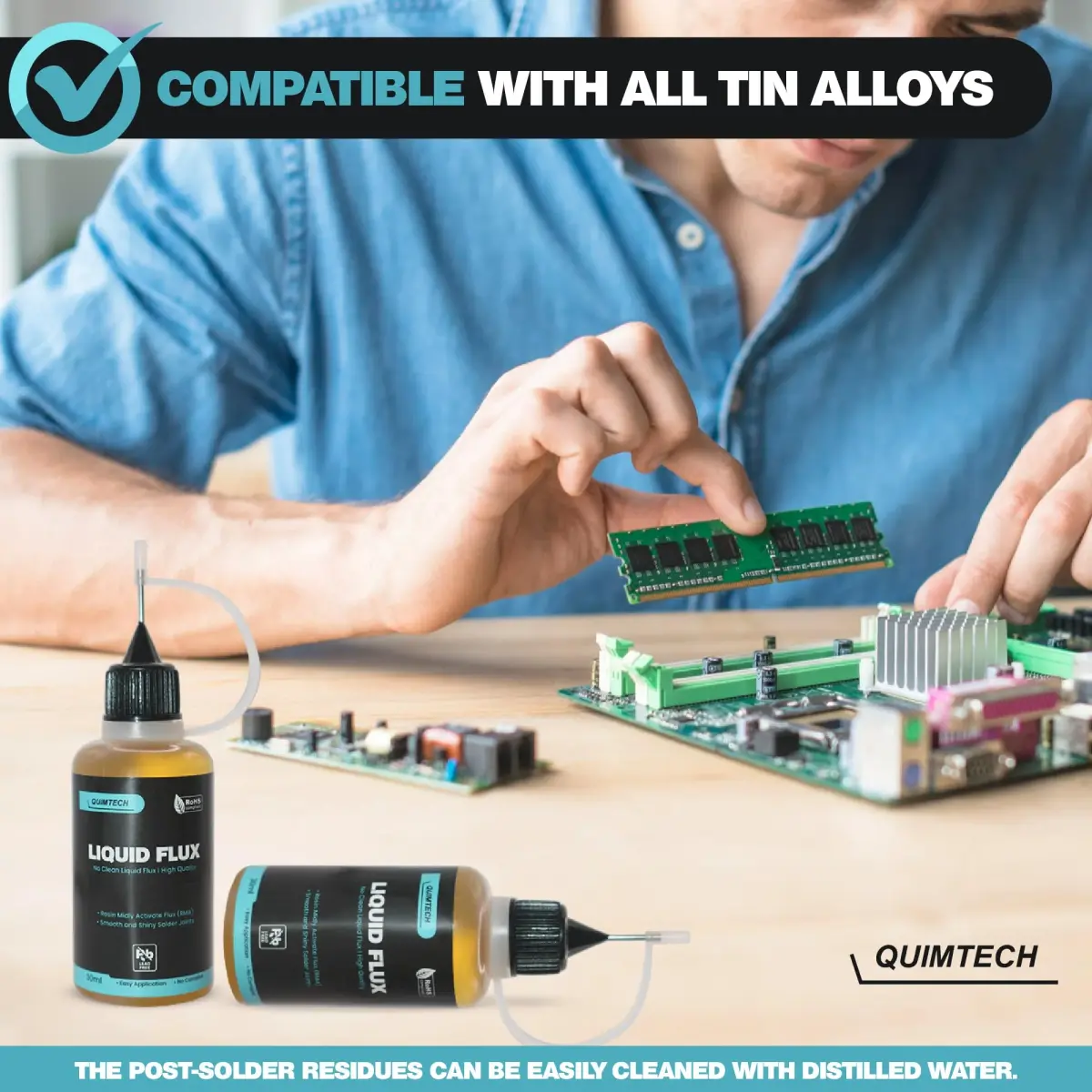 QUIMTECH Liquid Solder Flux Dropper 30ml (1 Oz.) | Advanced RMA Rosin Formula for Electronics - view 6