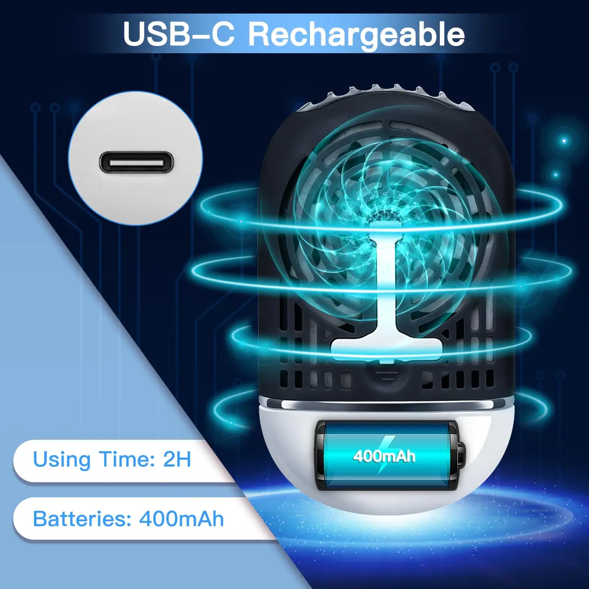 mlogiroa Lash Fan Mini Portable for Eyelash Extension | Rechargeable USB C Eyelash Dryer (Small 1.18 in x 2.7 in x 4.7 in) - view 3