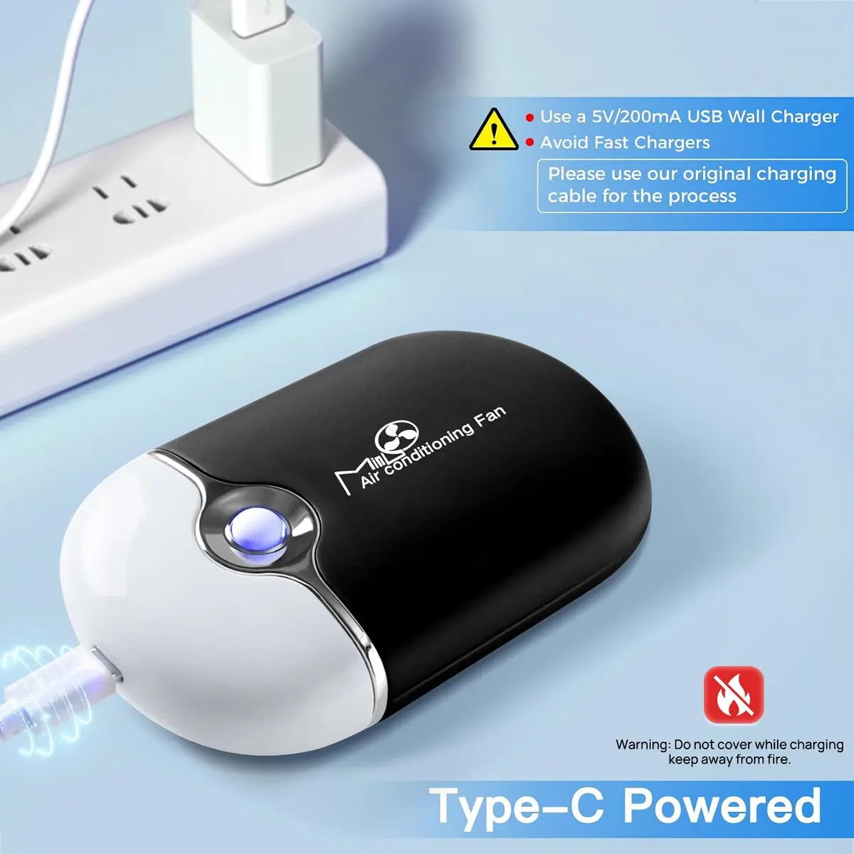 mlogiroa Lash Fan Mini Portable for Eyelash Extension | Rechargeable USB C Eyelash Dryer (Small 1.18 in x 2.7 in x 4.7 in) - view 4