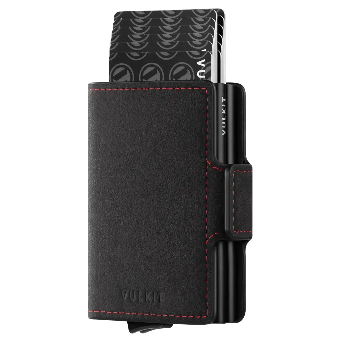 VULKIT Automatic Pop Up Double Card Holder RFID Blocking Leather Magnetic Wallet 14 Card Capacity (Dark Grey) - main product image